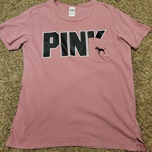 Victoria's Secret Pink Short Sleeve Tee - Mauve and Black